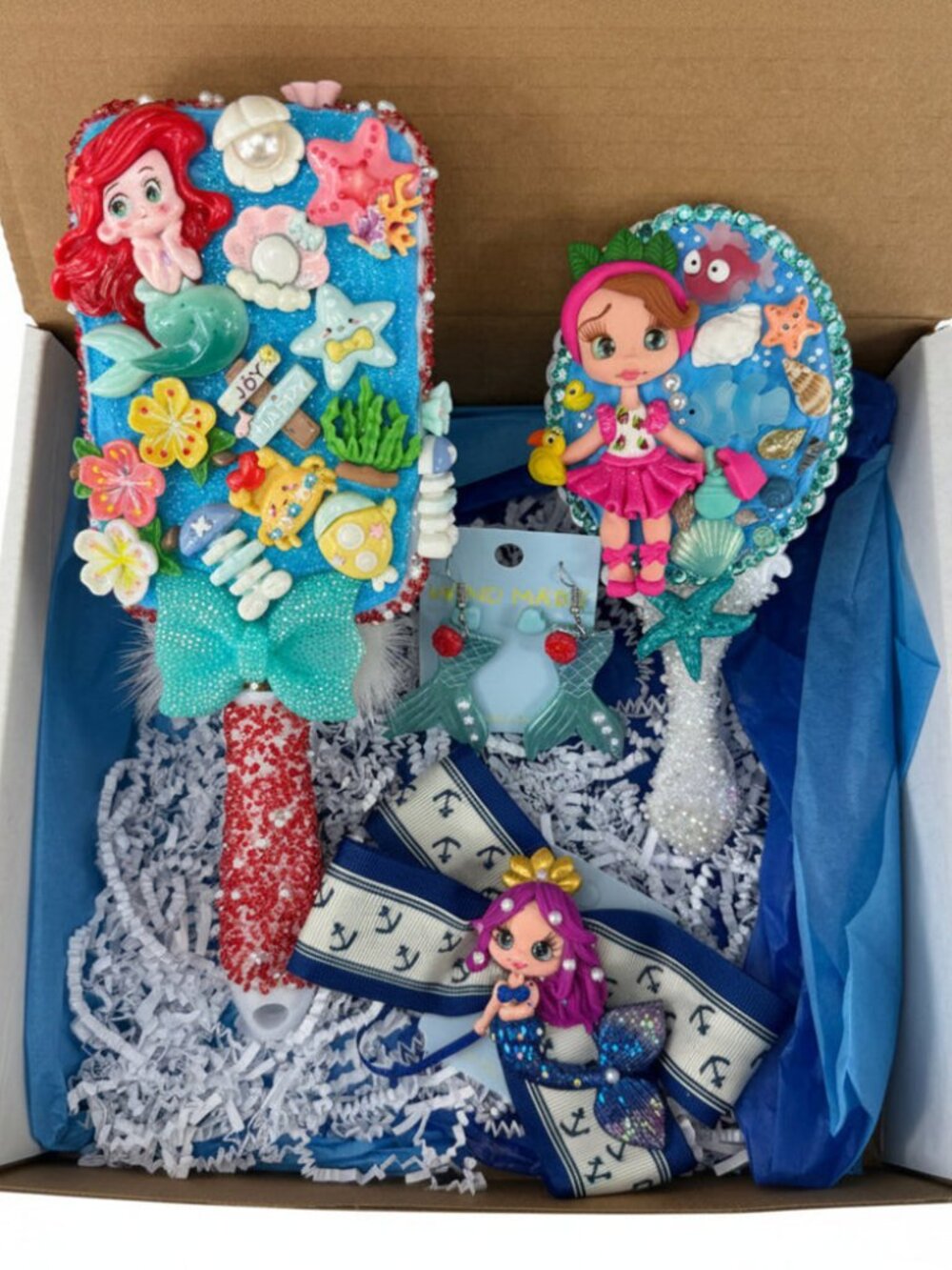 Mermaid Birthday Gift Set for Girls | Brush, Mirror & Earrings